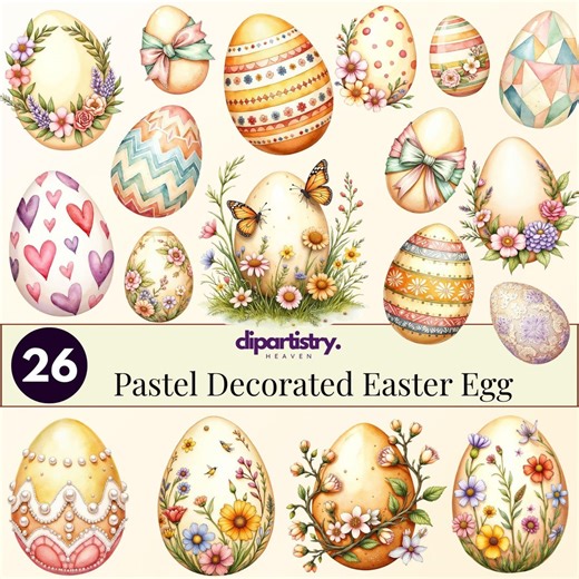 Pastel Decorated Easter Egg PNG Bundle 26 Designs | Spring Egg Clipart | Easter Sublimation Files | Printable Decor | Commercial Use - Etsy