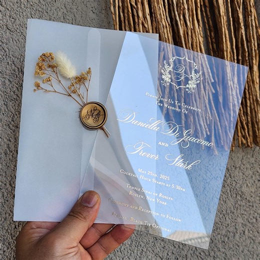 Acrylic Wedding Invitation, Transparent UV Printed Card, Pocket Envelope, Elegant Minimalist Design - Etsy Australia
