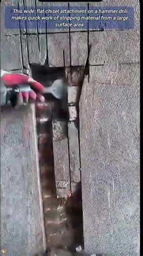 Specialized spade chisel bit for a hammer drill.