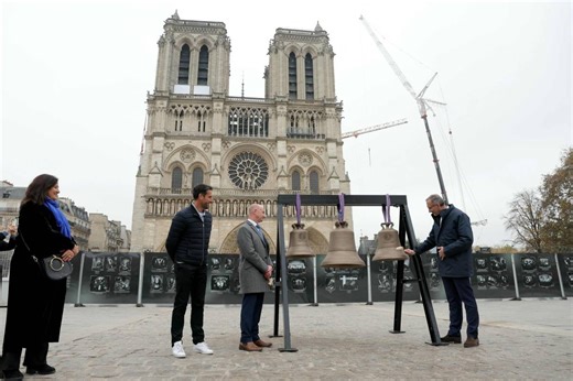 Olympic bell arrives at Notre Dame Cathedral a month before reopening