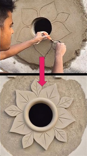 Cement plaster design on the wall of the house 😯👌. #art #wall #cementart .