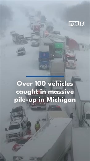 FOX 13 News on Instagram: "Over 100 vehicles are caught up in a massive pile-up in western Michigan today. Deputies were called to I-196 in Hudsonville on reports of numerous crashes and slide-offs, including several jack-knifed semi-trucks. Between 9 and 12 injuries have been reported, but no deaths. (📷: Chicago & Midwest Storm Chasers) #fox13 #traffic #michigan"