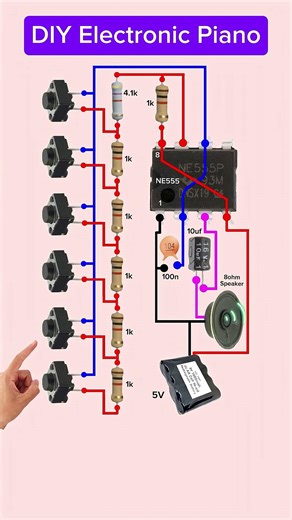 #diycra 🎹 Electronic Piano Circuit Diagram 555 Timer Project #shorts #tech #music @arshelectric_83