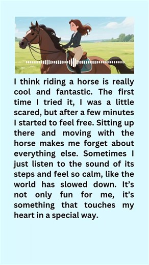 I think riding a horse is really cool and fantastic _ English Reading & Listening practice 📖✨ #learnenglish #englishlearning #learningenglish #horseriding | Queen English Kids