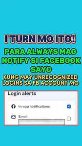 25K views · 264 reactions | I TURN ON NIYO ANG LOG IN ALERTS DITO SA FACEBOOK PARA IWAS TAYO SA MGA HACKER  #loginalerts #notify #facebookviral #security #Hacker | Tutorial vibes | Facebook
