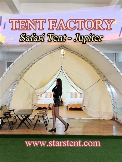 Safari Tent – Jupiter A compact safari tent designed to maximize room count and operational efficiency for resorts. #safaritent #safarilodge #glampingtent #hotel #resort