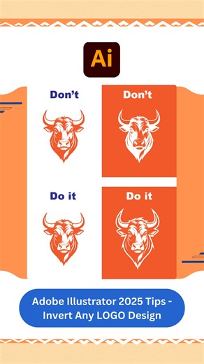 Vipul Graphics on Instagram: "Adobe Illustrator 2025 Tips - Invert Any LOGO Design . Follow : @vipulgraphics . Thanks . #illustrator #illustration #adobe #tips #invertlogo #logodesign #designinvert #graphics #design #designer #bulllogo #vipulgraphics #explore"