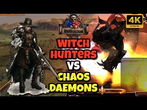 Witch Hunters vs Chaos Daemons — Survival Challenge DoW Unification Mod #dow #dawnofwar #rts