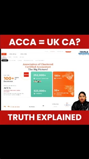 Triple i ACCA on Instagram: ""Is ACCA the Same as UK CA? The Truth Revealed!" "Confused between ACCA and UK CA? Naomi Merin ACCA explains the key differences and clears up the misconceptions! Watch now to find out the truth behind these two qualifications. #acca #ukca #cma #tripleiacademy #accountingexplained #accastudents #commerceeducation #careergrowth"
