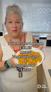 19K views · 186 reactions | 7 dinners for 4 people £33.25 meal 5 vegetable curry & naan bread £6.30 #curry #vegetables #rice #fyp #easyrecipes #mealplan #budgetmeals | Cheekycheapchef | Facebook
