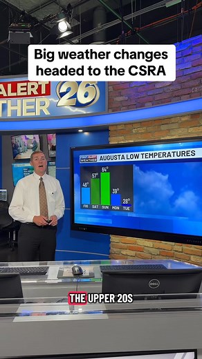 Big weather changes headed our way, chance for storms this weekend, then first freeze of the season Tuesday morning. | News 12 26 Augusta