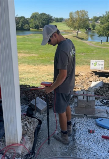 Seat walls, columns, patios — all built the right way. This is what trades are all about. #MissouriContractors #PaverPatio #HardscapeConstruction #PatioBuilders #BlueCollar