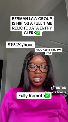 Job Title: Data Clerk – $19.24/hr Remote Role Berman Law Group is hiring for a full-time remote position with consistent weekday hours. Location: Remote Salary: $19.24 per hour Job Type: Full-Time Schedule: Monday to Friday, 9:00 AM – 6:00 PM EST Role of the Job: • Enter and manage data in spreadsheets and databases • Prepare daily reports and maintain detailed records • Verify and update information from multiple sources • Communicate with insurance companies and internal teams Apply Now https: