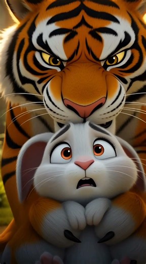 rabbit in danger… until a hero arrives 🐯➡️🐶🐰Friendship always wins 💙