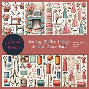 Sewing Atelier Ephemera – Watercolor Collage Paper Pack (digital Download) - Etsy