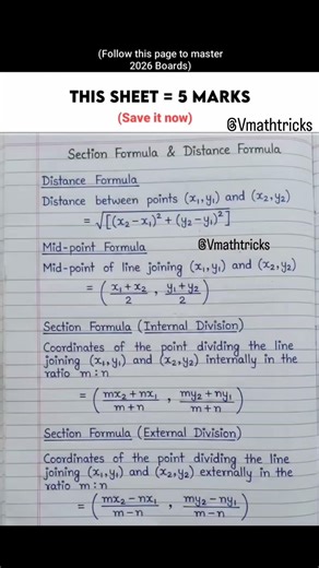 save your 5 marks 👀📝#formula #mathformula #studynotes #boardexam #boardprepration #maths #exam