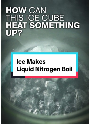 How can an ice cube make something boil? 🧊♨️ Museum Educator Neneé demonstrates by adding an ice cube to liquid nitrogen, which is 320 degrees Fahrenheit below zero. Since the ice has more energy, heat flows into the nitrogen and raises its temperature enough to make it boil rapidly, even though it is 260 degrees colder than the South Pole. #Physics #ScienceExperiment #ScienceFacts #ScienceExplained #LearnSomethingNew