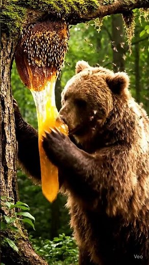Brave Honey Bear Raids a Beehive for Golden Honey #honney #bear