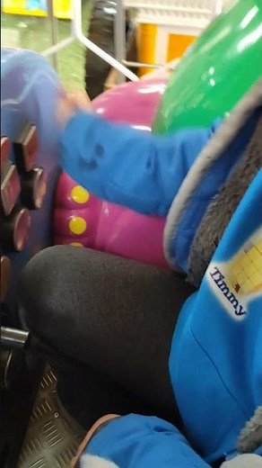 Barney blue train kiddie ride
