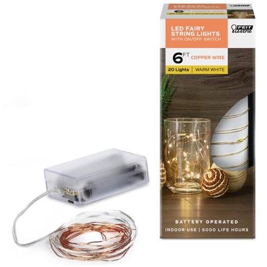 Reviews for Feit Electric 20-Light 6 ft. Battery Operated Mini LED Indoor Copper Wire Warm White Fairy String Light (24-Pack) | Pg 5 - The Home Depot