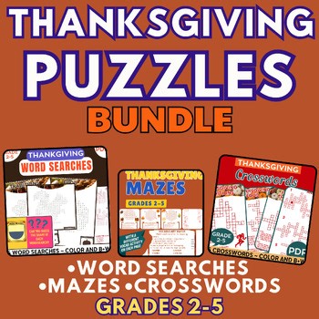 Thanksgiving Puzzles Bundle Traditions Food Piligrims History Grades 2-5