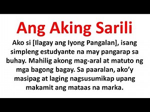 ang aking sarili essay | ang aking sarili tagalog essay