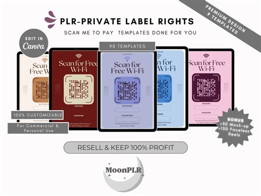 Kostenlose Vorlage für ein WLAN-QR-Code-Schild (bearbeitbar, Canva). Scannen Sie nach dem Scannen für WLAN-Poster in Cafés, Restaurants, Hotels und anderen Unternehmen. Druckbar, PLR- und MRR-fähig, auf Etsy verkaufen. - Etsy.de