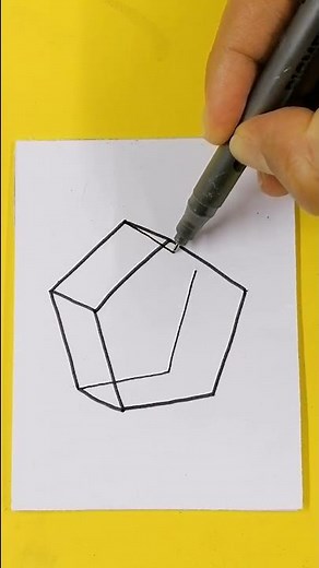 🟢 Como Dibujar en 3D un PENTÁGONO - Dibujos 3D #shorts