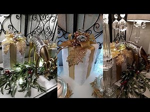 Dollar Tree DIY Christmas Decor 2021| DIY Lighted Gift Boxes| How to Create Glamorous Boxes.