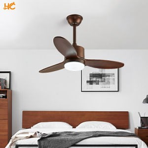 [Hot Item] Indoor Modern LED Lighting Remote Control Copper Brown Ceiling Fan Light