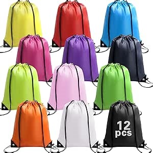 Amazon.com | WSBArt Drawstring Backpack 12 Pcs Drawstring String Bags Bulk,Waterproof String Backpack for Sports | Drawstring Bags