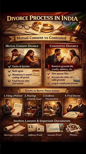 Divorce in India Explained: Mutual vs Contested | Procedure, Documents & Court Process #divorce #law