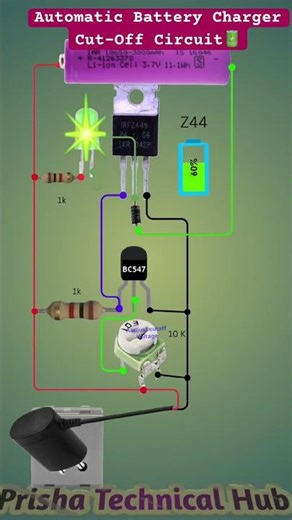 Simple Battery Charging Cut-Off ! Overcharge Protection Circuit for 3.7V Battery #shorts #circuit