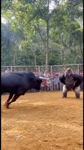 BISON vs LION vs GORILLA.The Most Brutal Animal Fight Ever!🐃 #shorts #youtubeshorts #bison