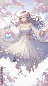 An angel holding a pacifier in a jar - a pacifier fairy
