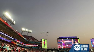 What a majestic moment! Three different Air Force Global Strike Command bombers conducted a first-of-its-kind "trifecta flyover" near the end of the National Anthem performance at Super Bowl LV over Raymond James Stadium. Our reporters Erik Waxler, Kyle Burger and Michael Paluska all captured the moment in history. | Tampa Bay 28 - WFTS