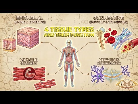 4 Cell Tissue Types And Their Function - Epithelial, Connective, Muscle, and Nervous Tissues