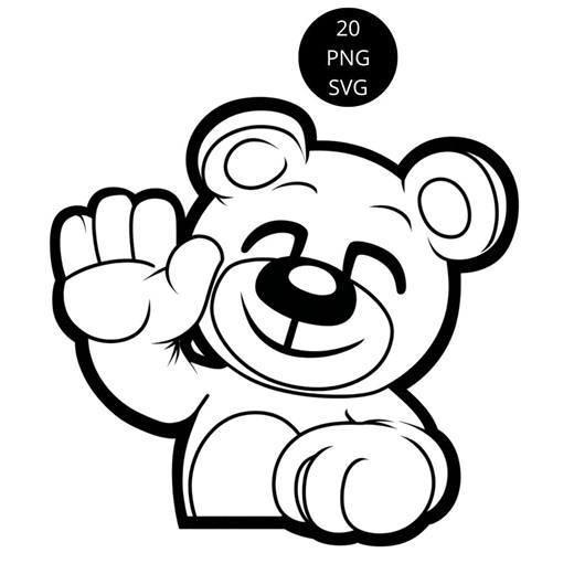 20 Teddy Bear Illustrations PNG & SVG, Thick Black Outline,4063x4063px 300 DPI, Transparent Background, Cricut Cut File - Etsy