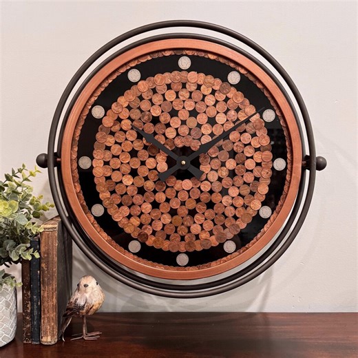 Copper Wall Clock: - History Gift, Banker Gift, Lincoln Pennies, Liberty Nickels - Etsy Australia