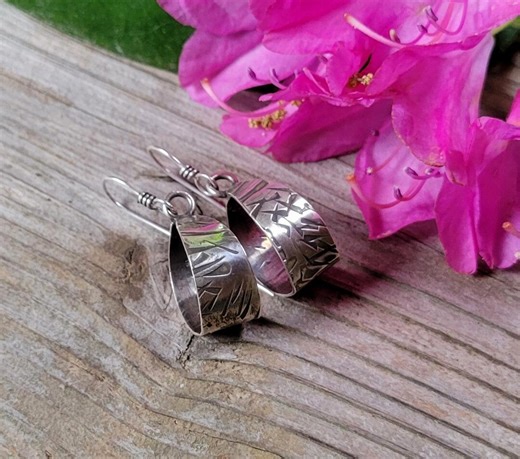 Sterling Silver Hoops - Embeded Pattern, Small Hoops, Dangles, Simple, Elegant, Handmade, Extremely Lightweight - Etsy