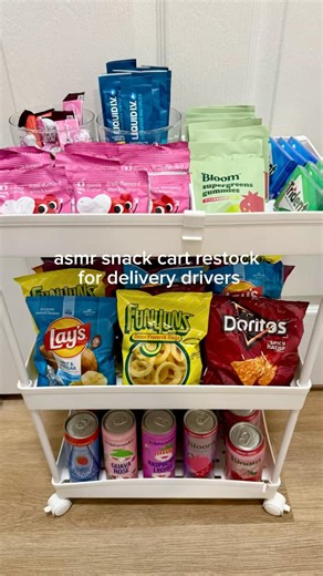 snack cart restock🤍 #asmrvideo #asmrsounds #satisfyingasmr #restock #snacks #satisfyingvideo #fypp