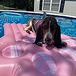 BEAUTYZOO Inflatable Dog Pool Float for Large Dogs, Foldable Summer Swim Raft for Pool, Lake, River Beach- Heavy-Duty Tear/Scratch Proof-up to 150Lbs Dogs Floatie Boat Hawaiian Ride-On Design