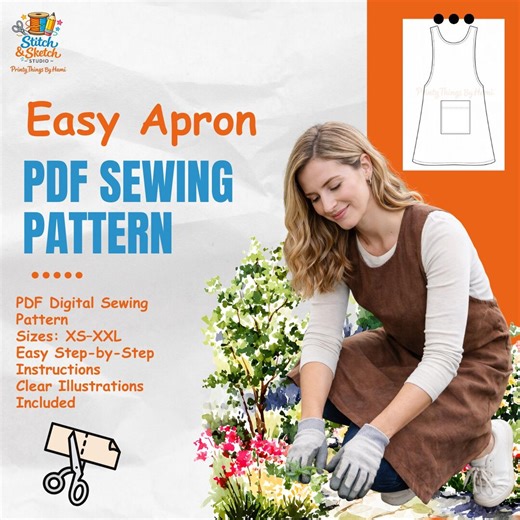 Easy Apron Sewing Pattern | Cross Back Apron PDF | A0 A4 US Letter | Beginner Friendly | Digital Download - Etsy Australia