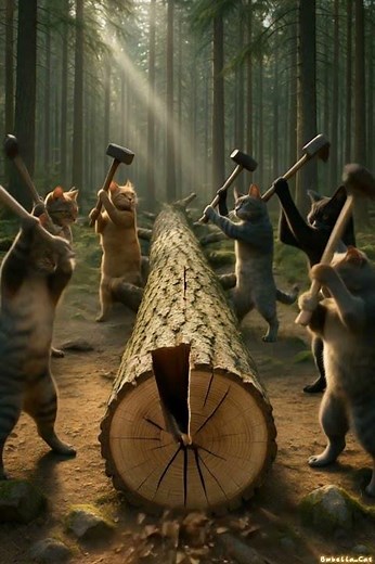 Cats Chopping Wood Discover a Toad 🐾🌲 #animals #catandmouse #wildlife