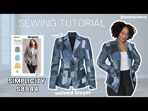 Simplicity S8844 Sewing Tutorial | How to Sew Denim Patchwork Blazer | View A | @sosewalexa