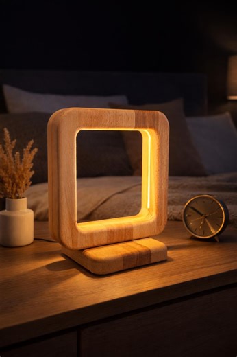 Designer LED Table Lamp Made of Solid Beech Wood - Touch Control, Dimmable - Etsy Australia