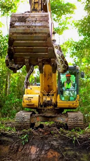 Excavator vs Giant Python: Insane Size Revealed! #Shorts #FYP