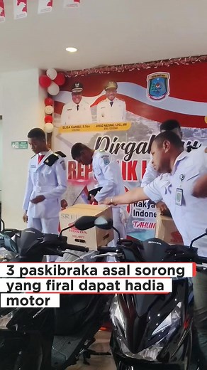 Firal. 3 paskibraka asal sorong salah satu dari mereka yang hampir pingsan dapat hadia motor dari mentri hukum #fyp #firal | La Ode Zunaidin