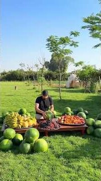 ١٠٠ كيلو سلطة فواكه من خير أرضنا 🍉🍇♥️ لرجالة الفلاحين الشقيانين في عز الحر 🌿♥️ #ابراهيم_شعبان