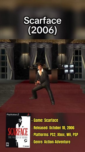 𝕮𝖎𝖓𝖊𝖒𝖆𝕮𝖗𝖎𝖒𝖊 - Movies and Series on Instagram: ""Scarface: The World Is Yours" (2006) is an action-adventure video game developed by Radical Entertainment for the PlayStation 2, Xbox and Microsoft Windows published by Vivendi Games. It is based on the 1983 film of the same name written by Oliver Stone and directed by Brian De Palma. In 2007, a version with enhanced graphics was released for the Wii. A port for